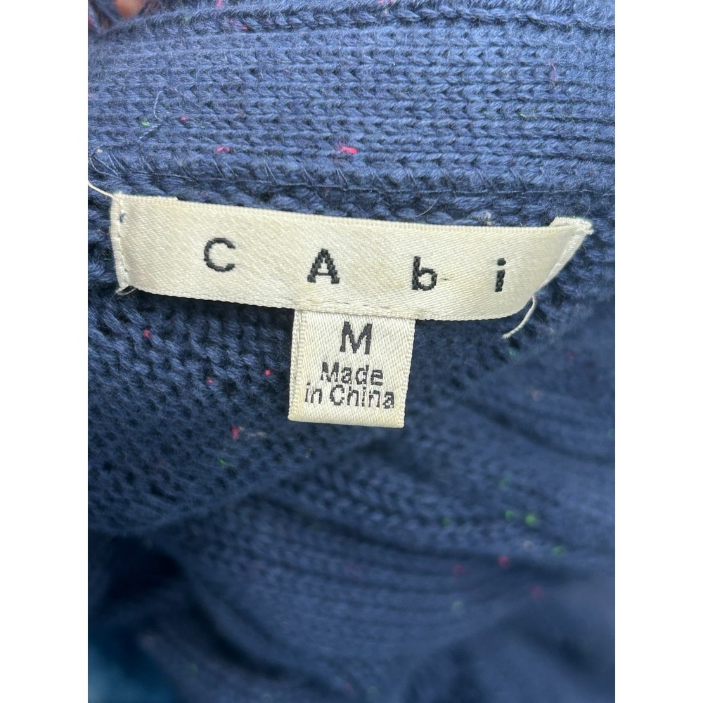 CAbi Duchess Speckled Navy Blue Size Medium Fringe Cardigan Longline Duster - Picture 8 of 11